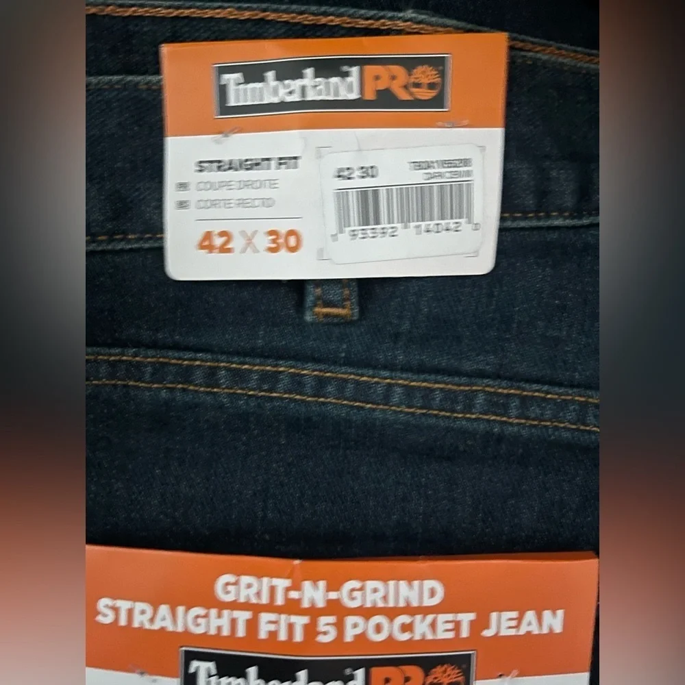NEW MENS TIMBERLAND PRO JEANS GRIT-N-GRIND Dark Wash NWT Size 42 x 30
